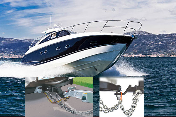 What is the main function of a boat trailer's safety chains?